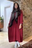 Made in Italy Donegal Cotton Jersey Smock Dress Burgundy